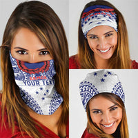 Personalised Toa Samoa Rugby Spirit Neck Gaiter White Samoan Tribal Pattern - Polynesian Pride