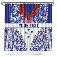 Personalised Toa Samoa Rugby Spirit Shower Curtain White Samoan Tribal Pattern - Polynesian Pride