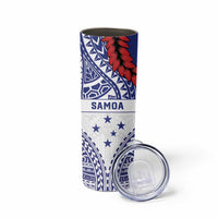 Personalised Toa Samoa Rugby Spirit Skinny Tumbler White Samoan Tribal Pattern - Polynesian Pride