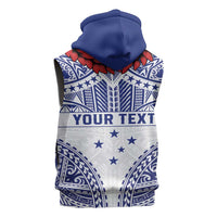 Personalised Toa Samoa Rugby Spirit Sleeveless Hoodie White Samoan Tribal Pattern LT9 - Polynesian Pride
