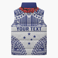 Personalised Toa Samoa Rugby Spirit Sleeveless Puffer Jacket White Samoan Tribal Pattern - Polynesian Pride