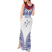 Personalised Toa Samoa Rugby Spirit Tank Maxi Dress White Samoan Tribal Pattern - Polynesian Pride