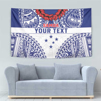 Personalised Toa Samoa Rugby Spirit Tapestry White Samoan Tribal Pattern - Polynesian Pride