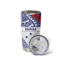 Personalised Toa Samoa Rugby Spirit Tumbler Cup White Samoan Tribal Pattern - Polynesian Pride