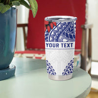 Personalised Toa Samoa Rugby Spirit Tumbler Cup White Samoan Tribal Pattern - Polynesian Pride