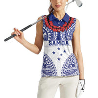 Personalised Toa Samoa Rugby Spirit Women Sleeveless Polo Shirt White Samoan Tribal Pattern - Polynesian Pride