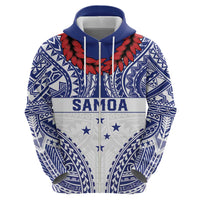 Personalised Toa Samoa Rugby Spirit Zip Hoodie White Samoan Tribal Pattern LT9 - Polynesian Pride