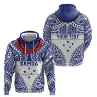 Personalised Toa Samoa Rugby Spirit Zip Hoodie White Samoan Tribal Pattern LT9 - Polynesian Pride