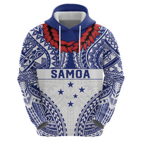 Personalised Toa Samoa Rugby Spirit Zip Hoodie White Samoan Tribal Pattern LT9 - Polynesian Pride