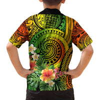 Polynesia Family Matching Puletasi Dress and Hawaiian Shirt Pasifika Tribal with Tropical Flowers LT9 - Polynesian Pride