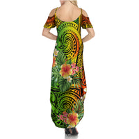 Polynesia Family Matching Summer Maxi Dress and Hawaiian Shirt Pasifika Tribal with Tropical Flowers LT9 - Polynesian Pride