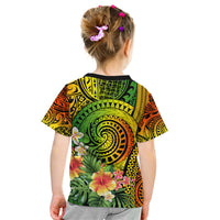 Polynesia Kid T Shirt Pasifika Tribal with Tropical Flowers LT9 - Polynesian Pride