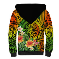 Polynesia Sherpa Hoodie Pasifika Tribal with Tropical Flowers LT9 - Polynesian Pride
