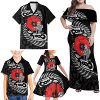 ANZAC Day Aotearoa Silver Fern Maori Personalised Family Matching Off Shoulder Maxi Dress and Hawaiian Shirt