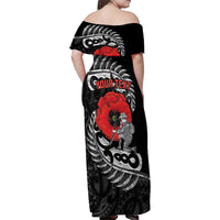 ANZAC Day Aotearoa Silver Fern Maori Personalised Family Matching Off Shoulder Maxi Dress and Hawaiian Shirt