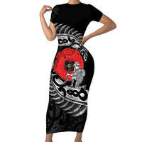 ANZAC Day Aotearoa Silver Fern Maori Personalised Family Matching Short Sleeve Bodycon Dress and Hawaiian Shirt