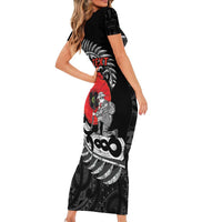 ANZAC Day Aotearoa Silver Fern Maori Personalised Family Matching Short Sleeve Bodycon Dress and Hawaiian Shirt