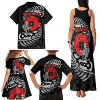 ANZAC Day Aotearoa Silver Fern Maori Personalised Family Matching Tank Maxi Dress and Hawaiian Shirt