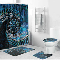New Zealand Darts Personalised Bathroom Set Aotearoa Silver Fern Blue Papua Shell Spirit - Polynesian Pride