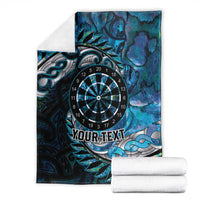 New Zealand Darts Personalised Blanket Aotearoa Silver Fern Blue Papua Shell Spirit