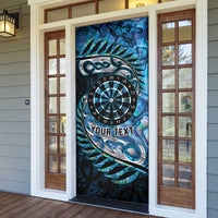 New Zealand Darts Personalised Door Cover Aotearoa Silver Fern Blue Papua Shell Spirit - Polynesian Pride