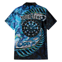 New Zealand Darts Personalised Family Matching Off Shoulder Maxi Dress and Hawaiian Shirt Aotearoa Silver Fern Blue Papua Shell Spirit