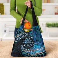 New Zealand Darts Personalised Grocery Bag Aotearoa Silver Fern Blue Papua Shell Spirit