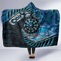 New Zealand Darts Personalised Hooded Blanket Aotearoa Silver Fern Blue Papua Shell Spirit