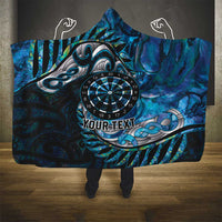 New Zealand Darts Personalised Hooded Blanket Aotearoa Silver Fern Blue Papua Shell Spirit