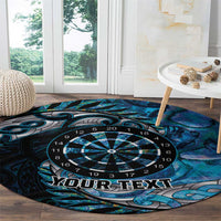 New Zealand Darts Personalised Round Carpet Aotearoa Silver Fern Blue Papua Shell Spirit