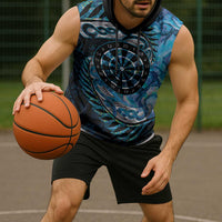 New Zealand Darts Personalised Sleeveless Hoodie Aotearoa Silver Fern Blue Papua Shell Spirit - Polynesian Pride