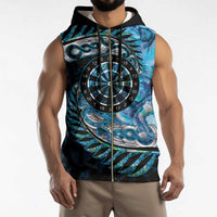 New Zealand Darts Personalised Sleeveless Zip Hoodie Aotearoa Silver Fern Blue Papua Shell Spirit LT9 - Polynesian Pride