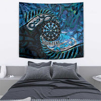 New Zealand Darts Personalised Tapestry Aotearoa Silver Fern Blue Papua Shell Spirit