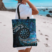 New Zealand Darts Personalised Tote Bag Aotearoa Silver Fern Blue Papua Shell Spirit - Polynesian Pride