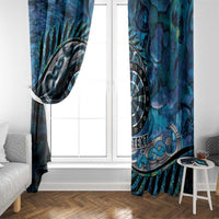 New Zealand Darts Personalised Window Curtain Aotearoa Silver Fern Blue Papua Shell Spirit