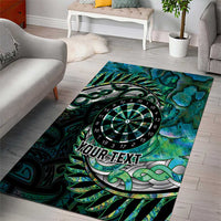 New Zealand Darts Personalised Area Rug Aotearoa Silver Fern Green Papua Shell Spirit LT9 - Polynesian Pride