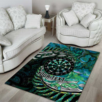 New Zealand Darts Personalised Area Rug Aotearoa Silver Fern Green Papua Shell Spirit LT9 - Polynesian Pride