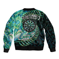 New Zealand Darts Personalised Bomber Jacket Aotearoa Silver Fern Green Papua Shell Spirit