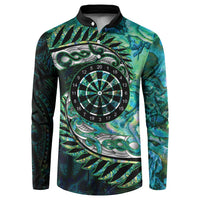New Zealand Darts Personalised Button Sweatshirt Aotearoa Silver Fern Green Papua Shell Spirit