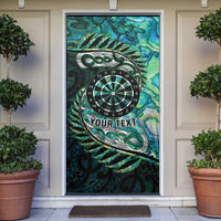 New Zealand Darts Personalised Door Cover Aotearoa Silver Fern Green Papua Shell Spirit - Polynesian Pride