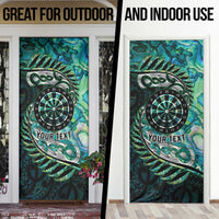 New Zealand Darts Personalised Door Cover Aotearoa Silver Fern Green Papua Shell Spirit - Polynesian Pride