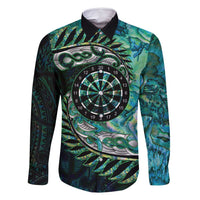 New Zealand Darts Personalised Family Matching Long Sleeve Bodycon Dress and Hawaiian Shirt Aotearoa Silver Fern Green Papua Shell Spirit