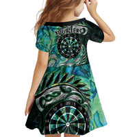 New Zealand Darts Personalised Family Matching Puletasi and Hawaiian Shirt Aotearoa Silver Fern Green Papua Shell Spirit