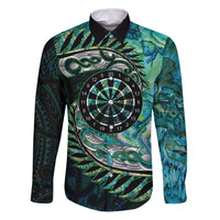 New Zealand Darts Personalised Family Matching Puletasi and Hawaiian Shirt Aotearoa Silver Fern Green Papua Shell Spirit