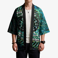 New Zealand Darts Personalised Kimono Aotearoa Silver Fern Green Papua Shell Spirit - Polynesian Pride