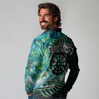 New Zealand Darts Personalised Long Sleeve Polo Shirt Aotearoa Silver Fern Green Papua Shell Spirit