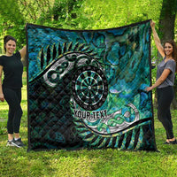 New Zealand Darts Personalised Quilt Aotearoa Silver Fern Green Papua Shell Spirit