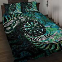 New Zealand Darts Personalised Quilt Bed Set Aotearoa Silver Fern Green Papua Shell Spirit LT9 Green - Polynesian Pride