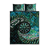 New Zealand Darts Personalised Quilt Bed Set Aotearoa Silver Fern Green Papua Shell Spirit LT9 - Polynesian Pride