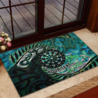 New Zealand Darts Personalised Rubber Doormat Aotearoa Silver Fern Green Papua Shell Spirit